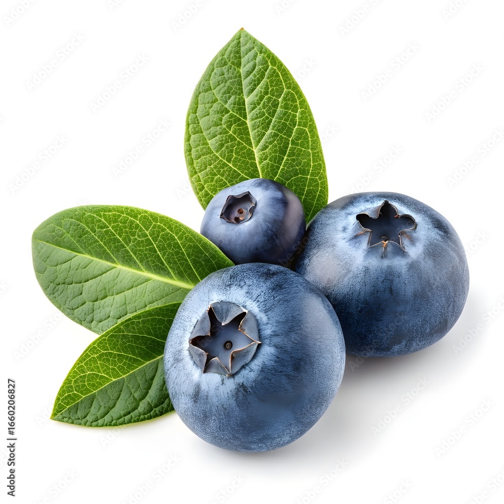 Obraz premium Rabbiteye Wild Blueberry Bold Deep Blue Berries with Glossy Smooth Skins Radiating Fresh Juiciness, Natural Sweetness, and Powerful Organic Superfood Energy on a White Background