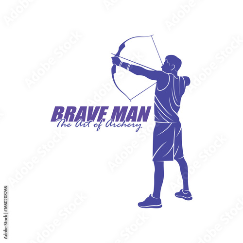 Archer Logo Design Concepts Vector. Silhouette Male Archer Template Illustration