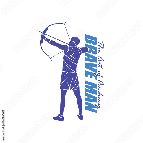 Archer Logo Design Concepts Vector. Silhouette Male Archer Template Illustration