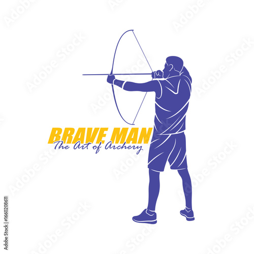 Archer Logo Design Concepts Vector. Silhouette Male Archer Template Illustration