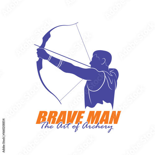 Archer Logo Design Concepts Vector. Silhouette Male Archer Template Illustration