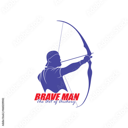 Archer Logo Design Concepts Vector. Silhouette Male Archer Template Illustration