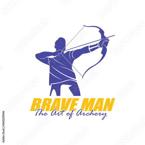 Archer Logo Design Concepts Vector. Silhouette Male Archer Template Illustration