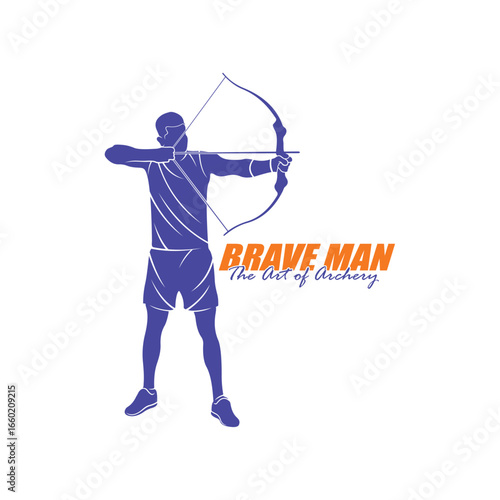 Archer Logo Design Concepts Vector. Silhouette Male Archer Template Illustration