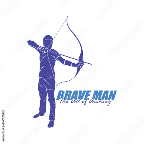 Archer Logo Design Concepts Vector. Silhouette Male Archer Template Illustration