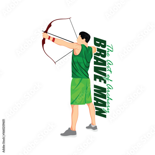Archer Logo Design Concepts Vector. Silhouette Male Archer Template Illustration