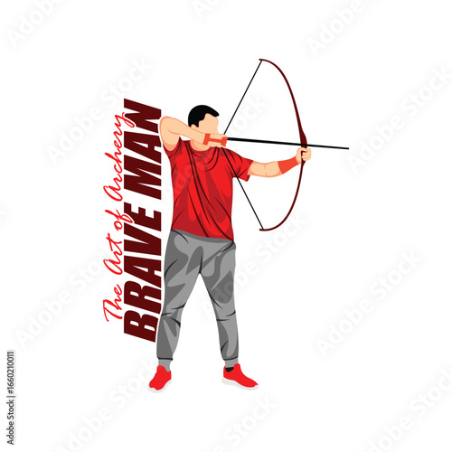 Archer Logo Design Concepts Vector. Silhouette Male Archer Template Illustration