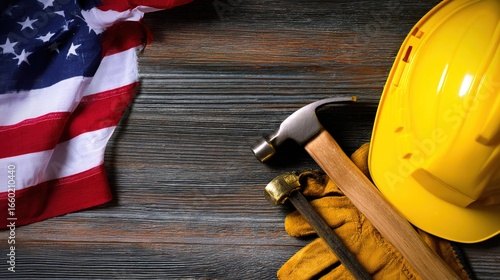 American Workers Cheer Loudly, Celebrate Labor Day with Patriotic Fervor as the US Flag Waves Proudly in the Breeze, Uniting in Joy to Honor Hard Work and Solidarity on This National Holiday
