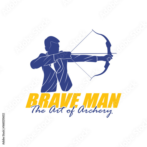 Archer Logo Design Concepts Vector. Silhouette Male Archer Template Illustration