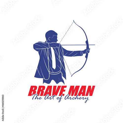 Archer Logo Design Concepts Vector. Silhouette Male Archer Template Illustration
