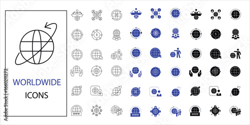 worldwide icons set. business, expansion, network, global bussines and more. simple complete vcetor illustration