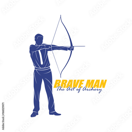 Archer Logo Design Concepts Vector. Silhouette Male Archer Template Illustration