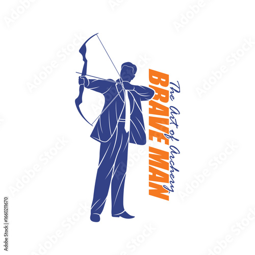 Archer Logo Design Concepts Vector. Silhouette Male Archer Template Illustration