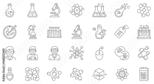  Flask, microscope, chemical experiment, test tube, lab technician, mouse, molecule, sample, biology, and more_transparent.svg