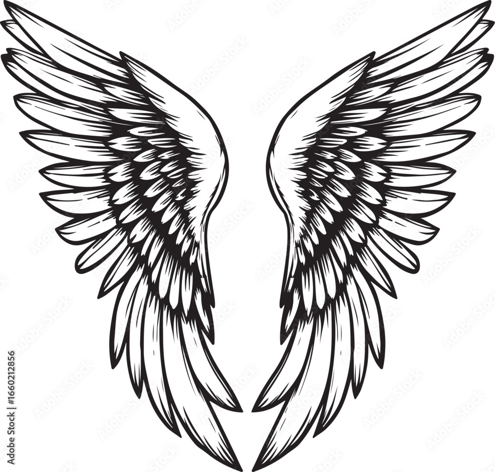 Fototapeta premium Illustration of wings collection set