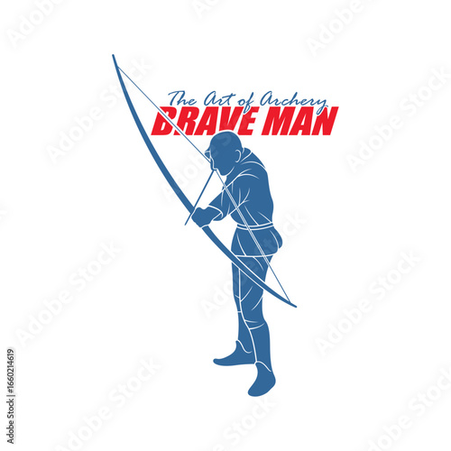 Archer Logo Design Concepts Vector. Silhouette Male Archer Template Illustration