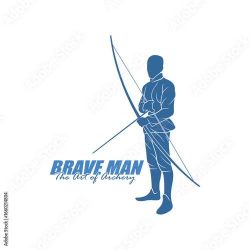 Archer Logo Design Concepts Vector. Silhouette Male Archer Template Illustration
