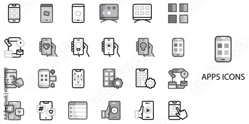 Apps simple concept 24 Grew color icons set .Vector illustration.	