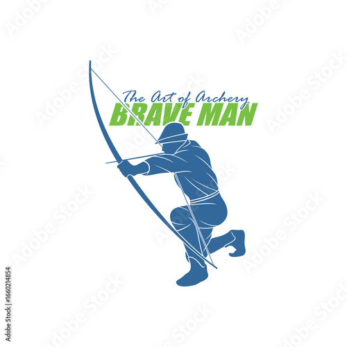 Archer Logo Design Concepts Vector. Silhouette Male Archer Template Illustration