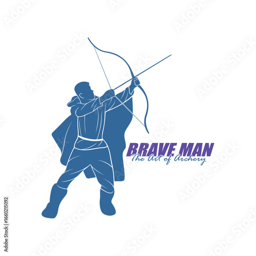 Archer Logo Design Concepts Vector. Silhouette Male Archer Template Illustration