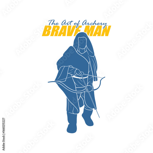 Archer Logo Design Concepts Vector. Silhouette Male Archer Template Illustration