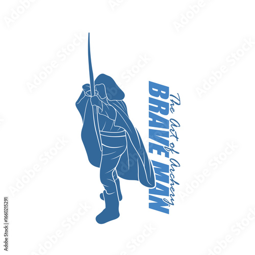 Archer Logo Design Concepts Vector. Silhouette Male Archer Template Illustration