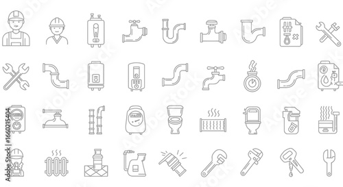 : Plumber, pipe, boiler, tap, meter, toilet, heated floor, gas wrench and more_transparent.svg