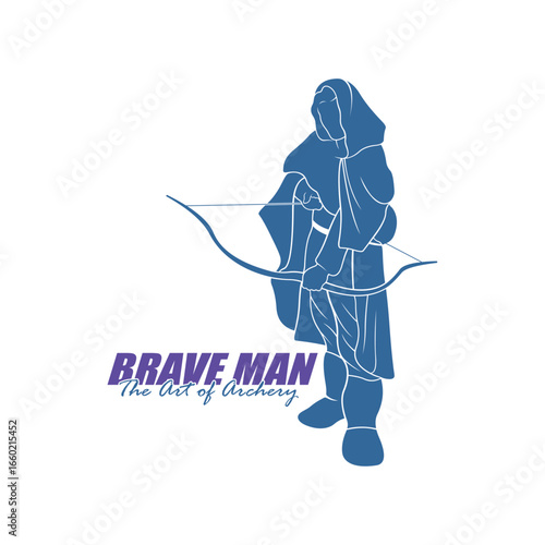 Archer Logo Design Concepts Vector. Silhouette Male Archer Template Illustration