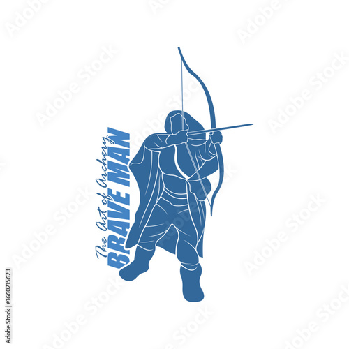 Archer Logo Design Concepts Vector. Silhouette Male Archer Template Illustration