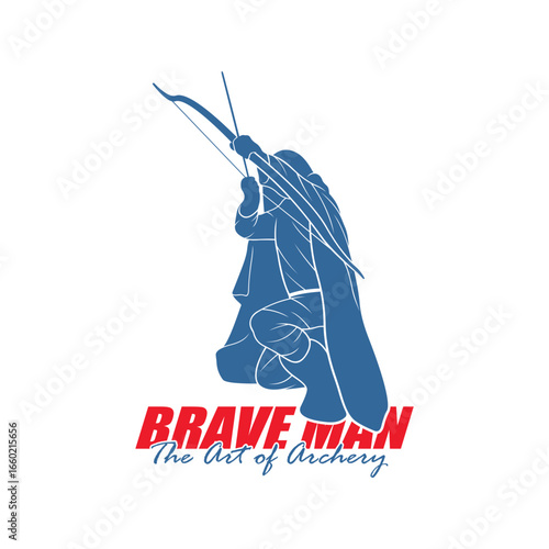 Archer Logo Design Concepts Vector. Silhouette Male Archer Template Illustration