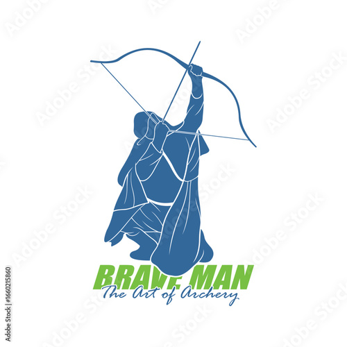 Archer Logo Design Concepts Vector. Silhouette Male Archer Template Illustration