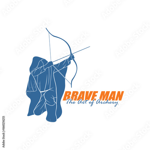 Archer Logo Design Concepts Vector. Silhouette Male Archer Template Illustration
