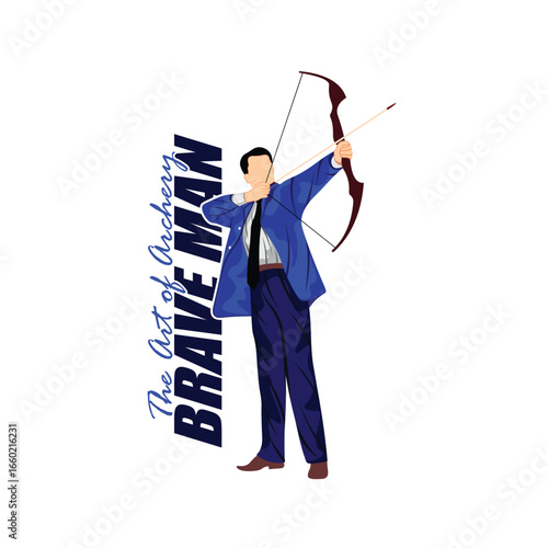 Archer Logo Design Concepts Vector. Silhouette Male Archer Template Illustration
