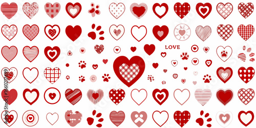 Valentine s Day Heart and Paw Print Pattern with Love Text