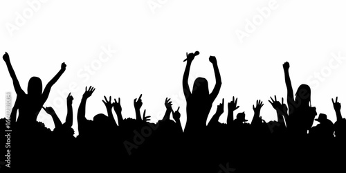 Silhouette of Energetic Concert Crowd Cheering