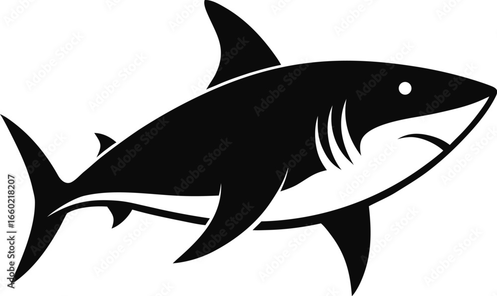 Fototapeta premium Dynamic shark silhouette in vibrant colors