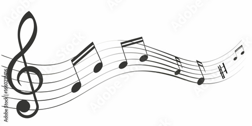 Abstract Musical Notes Wave Treble Clef Design