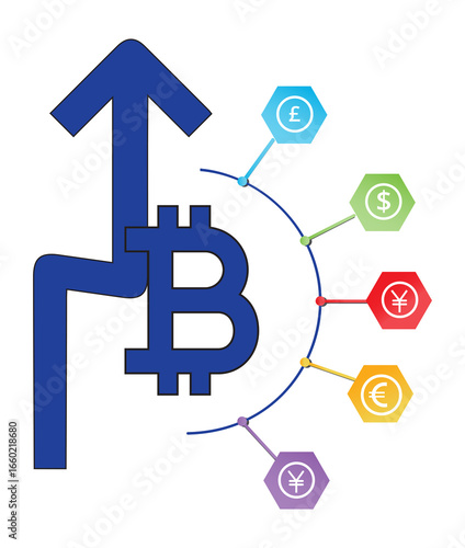Bitcoin and world currency infographic design template chart, web design, vector illustration