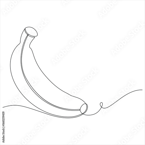 One continuous line drawing of a banana minimalist fruit line art vector illustration