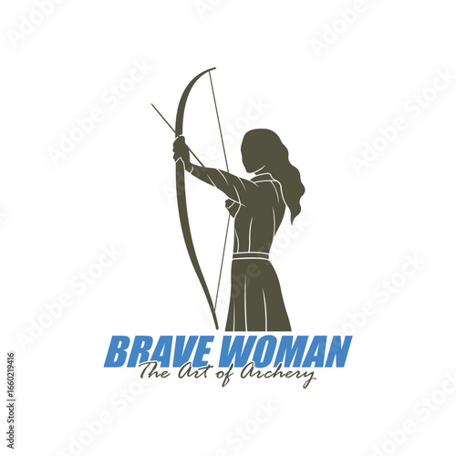 Archer Logo Design Concepts Vector. Silhouette Female Archer Template Illustration