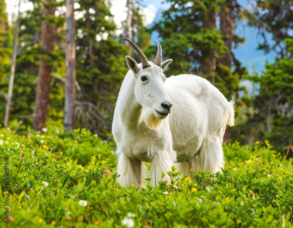Fototapeta premium Mountain goat in alpine meadow