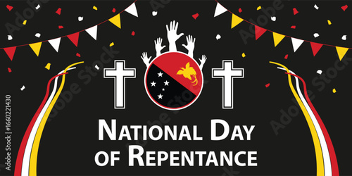 National Day of Repentance Papua New Guinea web vector banner design illustration
