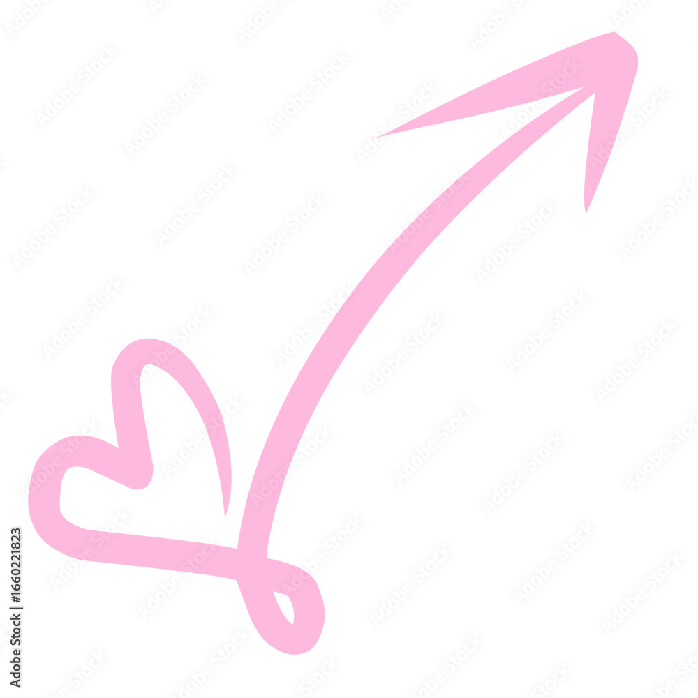 Cute Hand Drawn Pink Arrow with Heart Doodle Decorative Element Cute Hand Drawn Pink Arrow with Heart Doodle Decorative Element