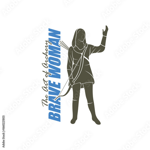Archer Logo Design Concepts Vector. Silhouette Female Archer Template Illustration