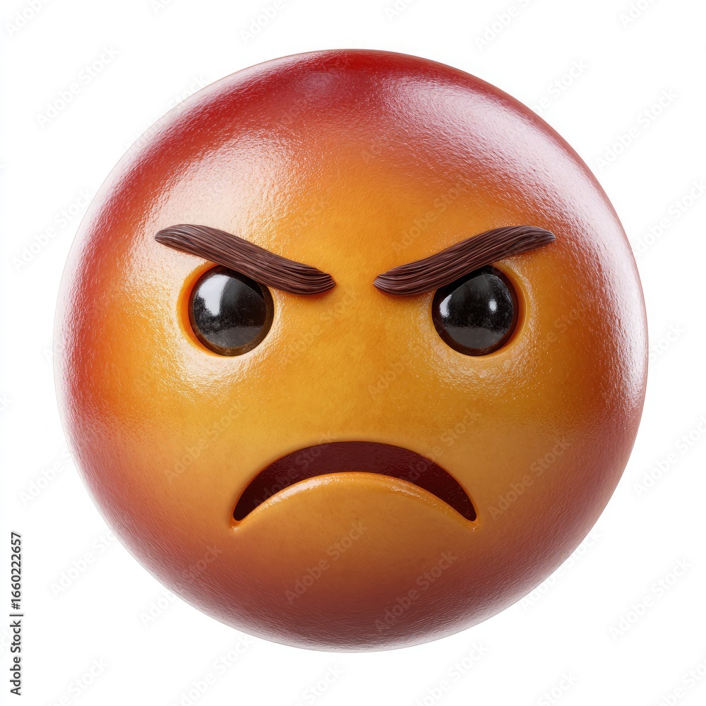 Fototapeta premium Close-up of an Angry Red and Orange Emoji Face emoticon