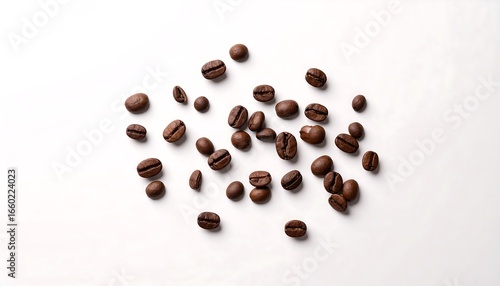 Roasted Coffee Beans Scattered White.