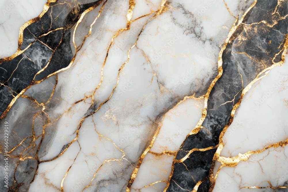 Fototapeta premium Abstract marble pattern with gold veins (1)