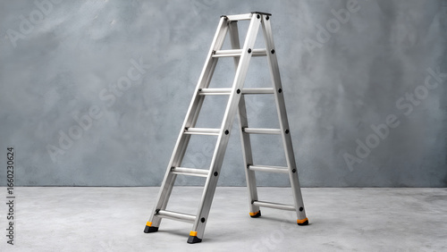 ladder on white background. metal folding ladder