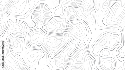 Abstract wavy topographic line background. Seamless pattern and banner design. Modern and dynamic feel to topographic mapping vector illustration.