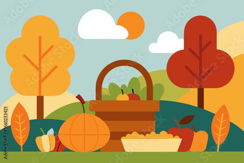 autumn landscape vector illustration